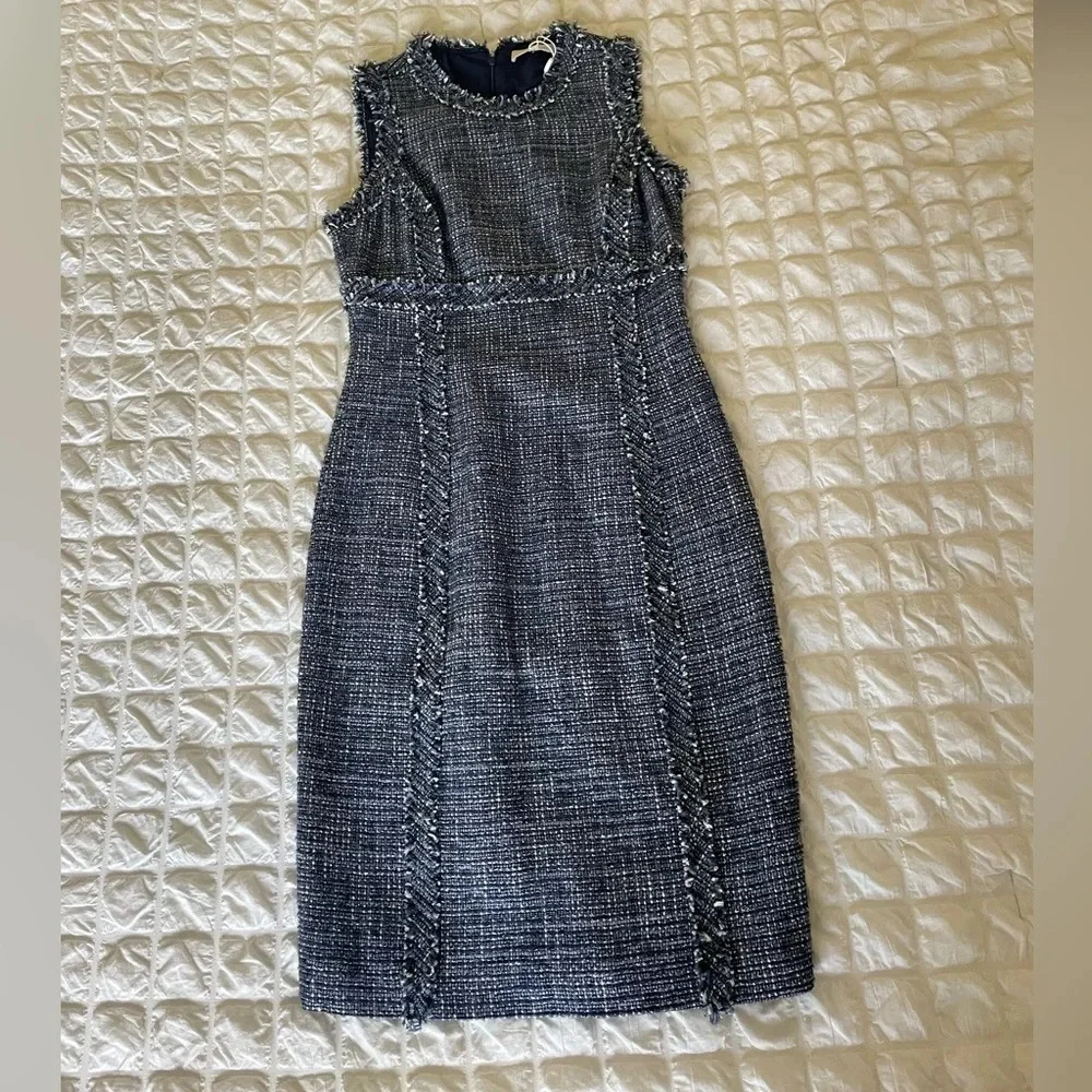 Michael Kors Collection blue luxury tweed NWT midi dress - Picture 4 of 12